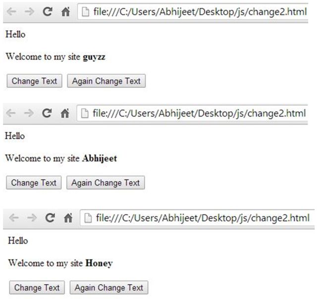 InnerHtml updating text